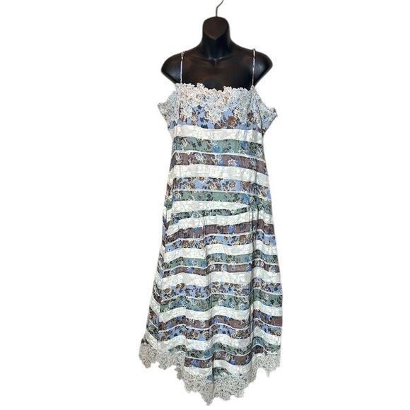 Anthropologie Maeve women’s 16 square neck mixed lace midi dress assymetrical - Picture 2 of 8